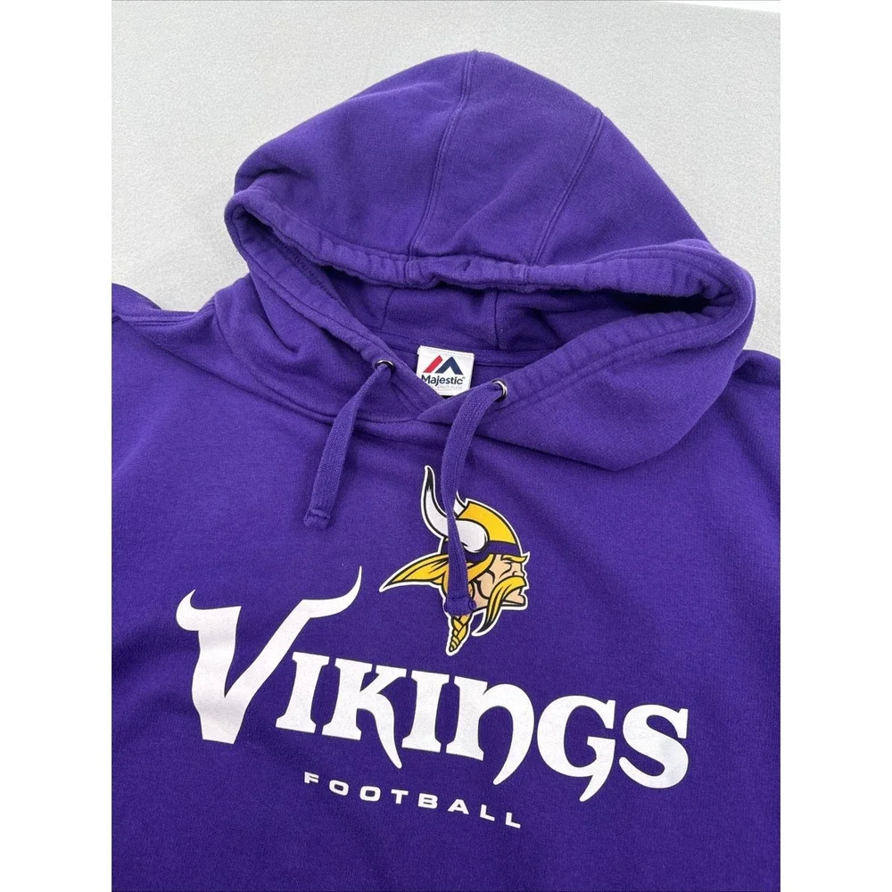 Vintage 90s Y2K Minnesota Vikings NFL Hoodie Men's 4XL Purple Majestic Boxy Fit